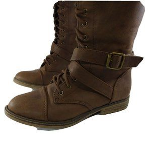 Mossimo Supply Co brown womens boots size 6 lace up and zip